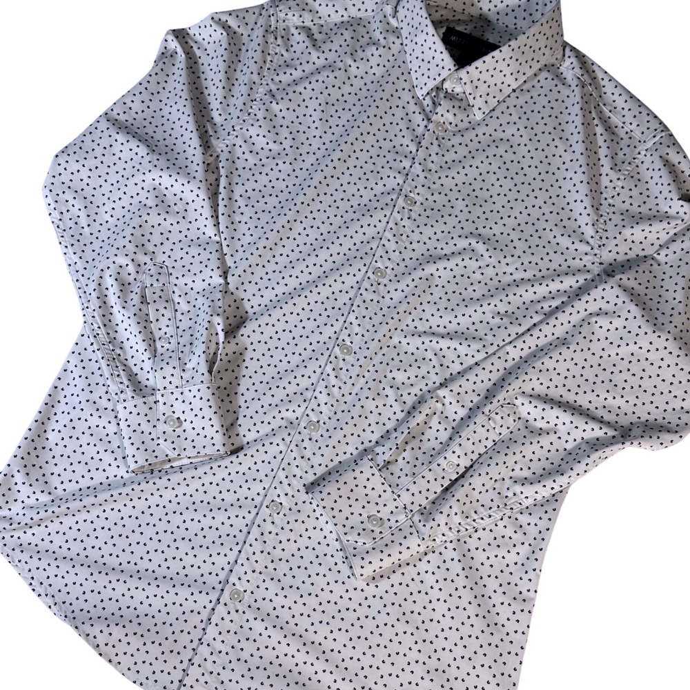 Mizzen + Main Dress Shirt Mens L White Monaco Performance 4-Way Stretch Trim Fit